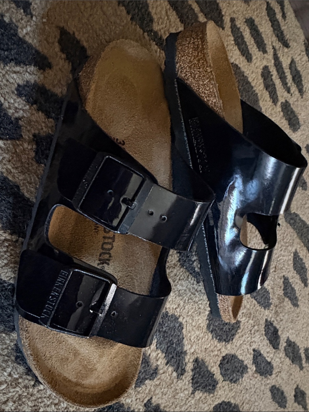 Birkenstock Black Patent Arizona Double-Buckle Sandals